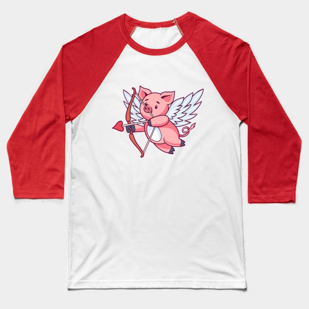 Angel Pig Baseball T-Shirt by scallywag studio